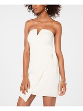TRIXXI Womens Short Dress Beige Knot Front Sleeveless Strapless Party Juniors 0