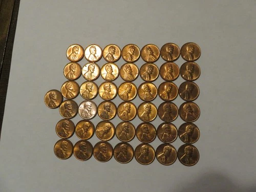 1957-D Wheat Penny Roll  of 50 PENNIES  / 97% BU  ***329-6C