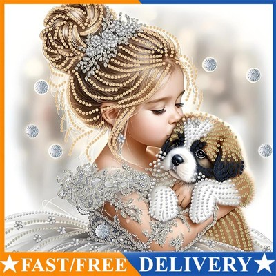 5D DIY Partial Special Shaped Drill Diamond Painting Kit Girl Puppy ...