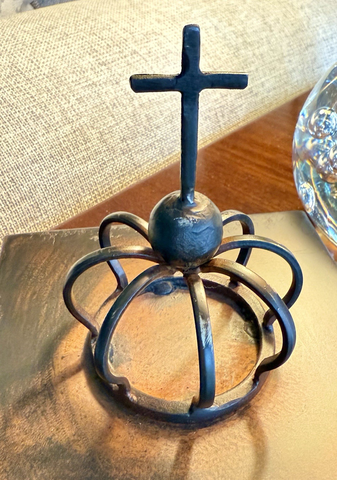 Jan Barboglio Handcrafted Carlotta Caja Crown/Cross Box Crucifix Iron