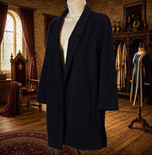 Timing Women s S Black Longline Blazer Open Front Roll Tab Sleeve Minimalist
