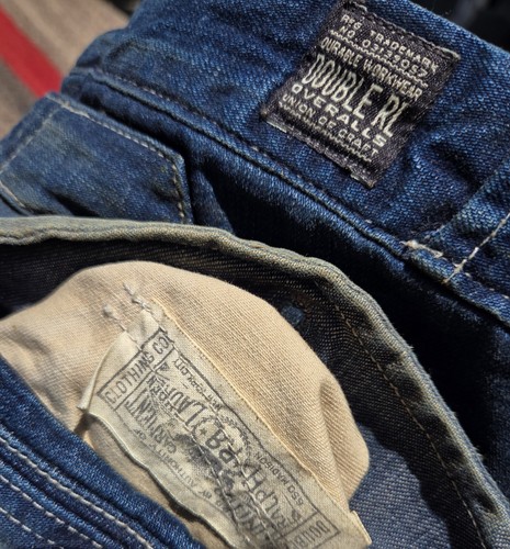 Vintage Double Rl Rrl Denim Jeans Cinch Buckle Back Flap Pocket Distressed 36x28 - Bild 18 von 19