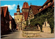 Postcard Germany Rothenburg St. Marks Tower with Roederbogen