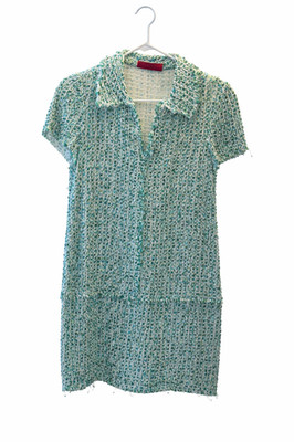 Authentic Carolina Herrera CH Green Tweed Dress - Made in Spain Size 6