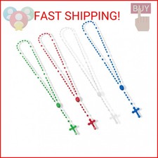 ZYFLSQ Bulk Plastic Rosary Beads Catholic 12 Pack, 17 Inch Assorted Rosary 4 Col