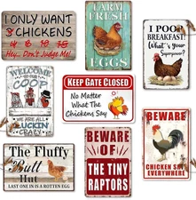 8 Pack Chicken Coop Accessories, Funny Chicken Coop Metal Signs Outdoor Chicken 