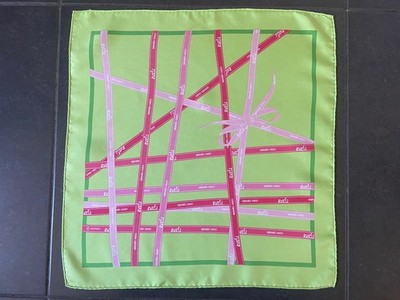 Hermès Gavroche Quadratischer Schal 45 cm / Bolduc / Grün Rosa