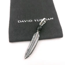 David Yurman Sterling Silver Southwest Black Onyx Feather Pendant