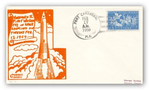 Vanguard 2 launch cover PC 17.2.1959 - rare Goldey cachet - 15674