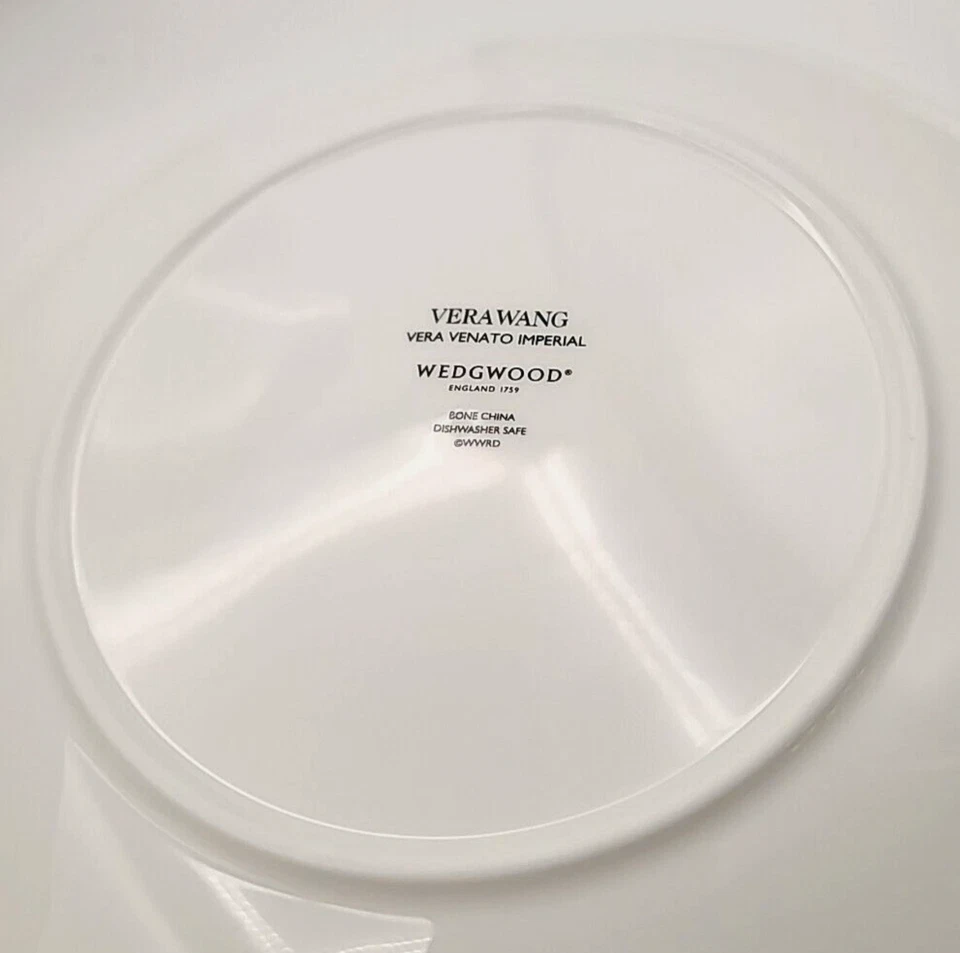 MADERA DE CUÑA VERA WANG VENATO IMPERIAL ENSALADA ACENTO PLATO 8" PORCELANA HUESO BLANCO NUEVO Foto 3 de 3