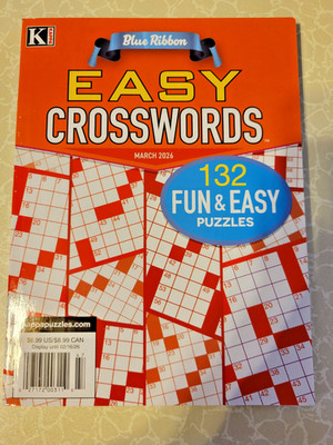 Blue Ribbon Easy Crosswords By Kappa-Current March 2026 Issue-132 Fun Puzzles