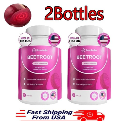 #ad 2Bottles Rosabella Organic Beet Root Natural Energy Boost Blood Pressure $13.59