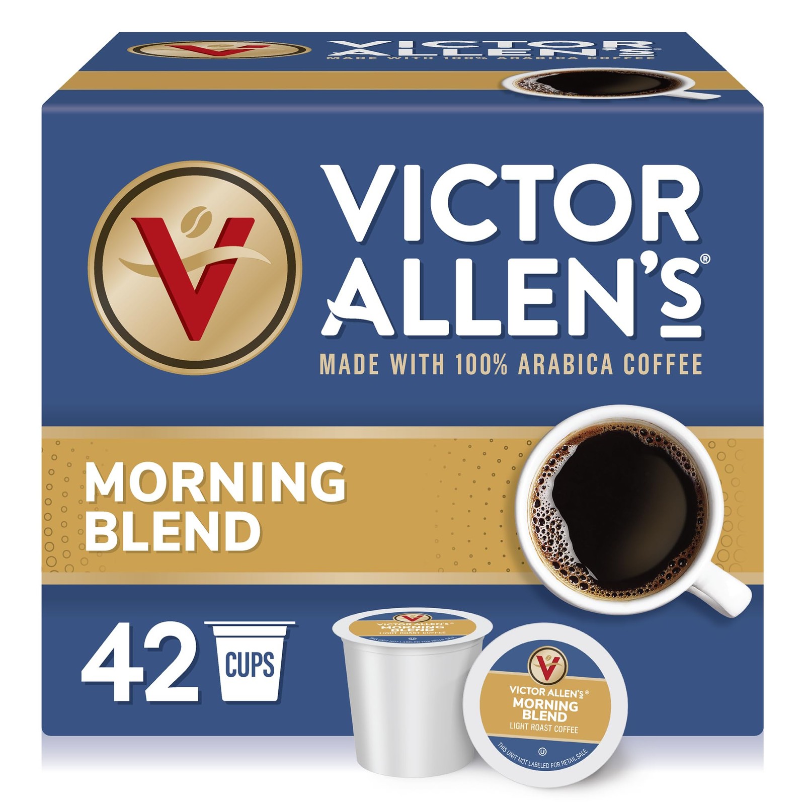 Victor Allens Coffee Morning Blend, Light Roast, 42 Count, Single Serve Coffe...