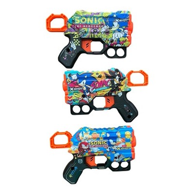 Zuru X-Shot Skins Sega Sonic the Hedgehog Blaster Mini Dart Toy Guns Lot Of 3