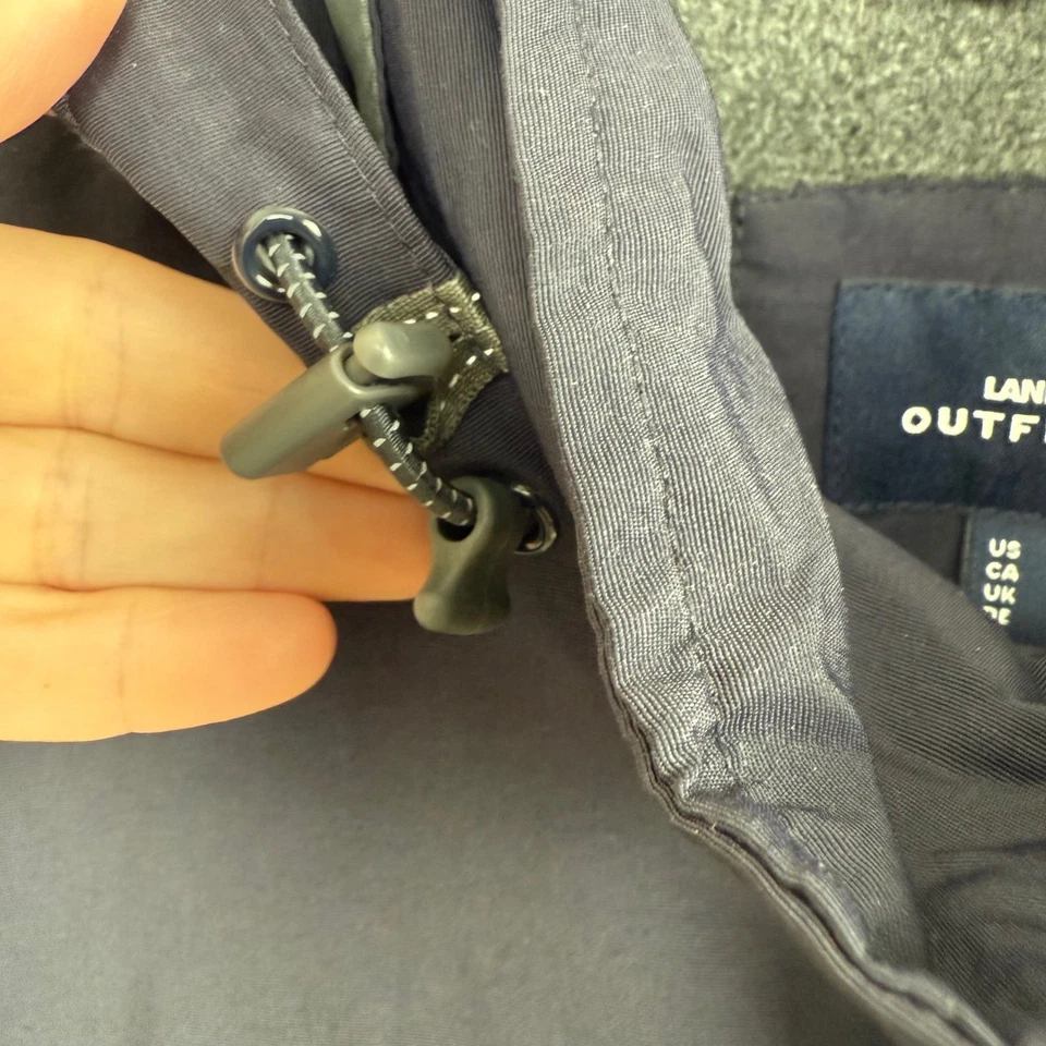 Lands' End Outfitters Hooded Nylon Jacket XL Navy Windbreaker Fleece Lined - Image 3 of 4