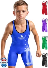 Exxact Sports Patriot Youth Wrestling Singlet For Boys, Premium Powerlifting 