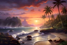 Seascape Wave Beach Sunset Canvas Home Decor Wall Art Print Poster Painting 079