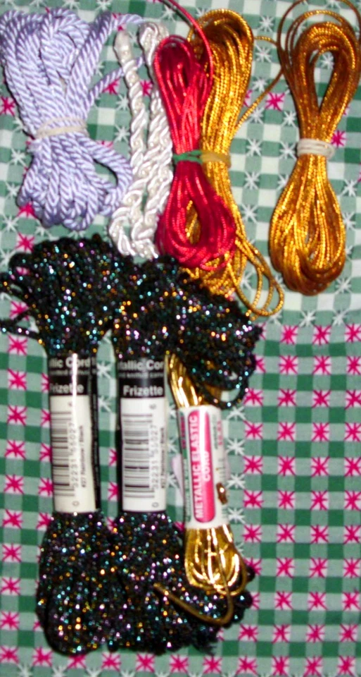 Fibre Accents and Adornments--2 Plastic Canvas Metallic Cord--4 Metallic Elastic - Image 4 of 4