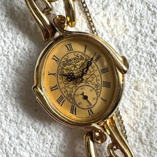 Seiko 1428-5120 Damen Quarzuhr Gold Zifferblatt kleine Sekunde 21mm gebraucht