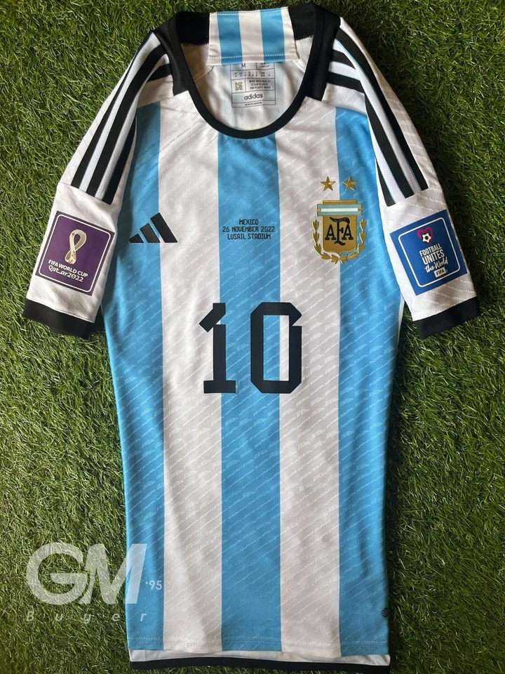 Maglia Adidas Authentic Player Shirt Argentina World Cup 2022 Mexico Messi M - Immagine 3 di 4