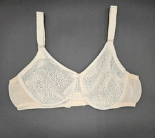 VTG Bali Sno-Flake Lace Full Coverage Bra 32D 3 Hook ILGWU Union TAG