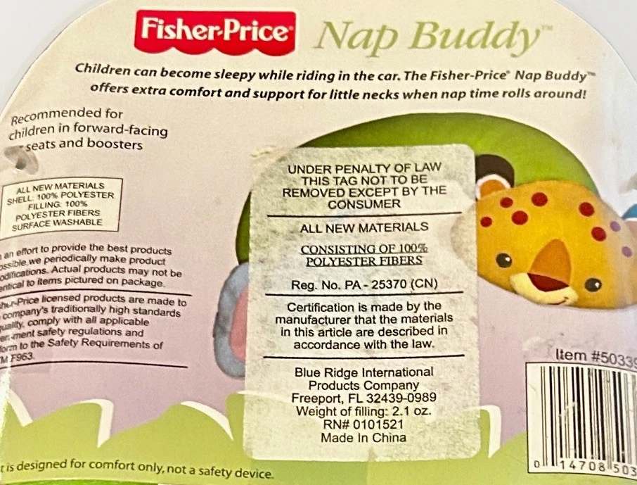 Travesseiro de viagem Fisher Price Nap Buddy criança pescoço animais da floresta tropical - Imagem 2 de 4