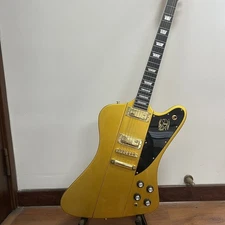 Custom Firebird Gold Electric guitar  Mahogany body Gold Part  Black Pickguard 