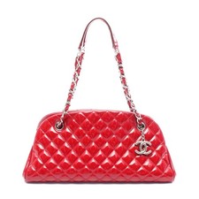 Chanel Patent Leather Mademoiselle Bowling Bag Women Red One Size