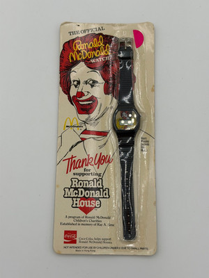 THE OFFICIAL RONALD MCDONALD WATCH 1984 BLACK BAND VINTAGE UNOPENED