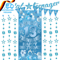 Deko 13 Geburtstag Teenager Junge - 9 Pcs Blaue Offizielle Teen Geburtstagsdeko
