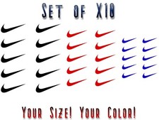 Set of 10 Nike swoosh vinyl decal sticker party decal colors
