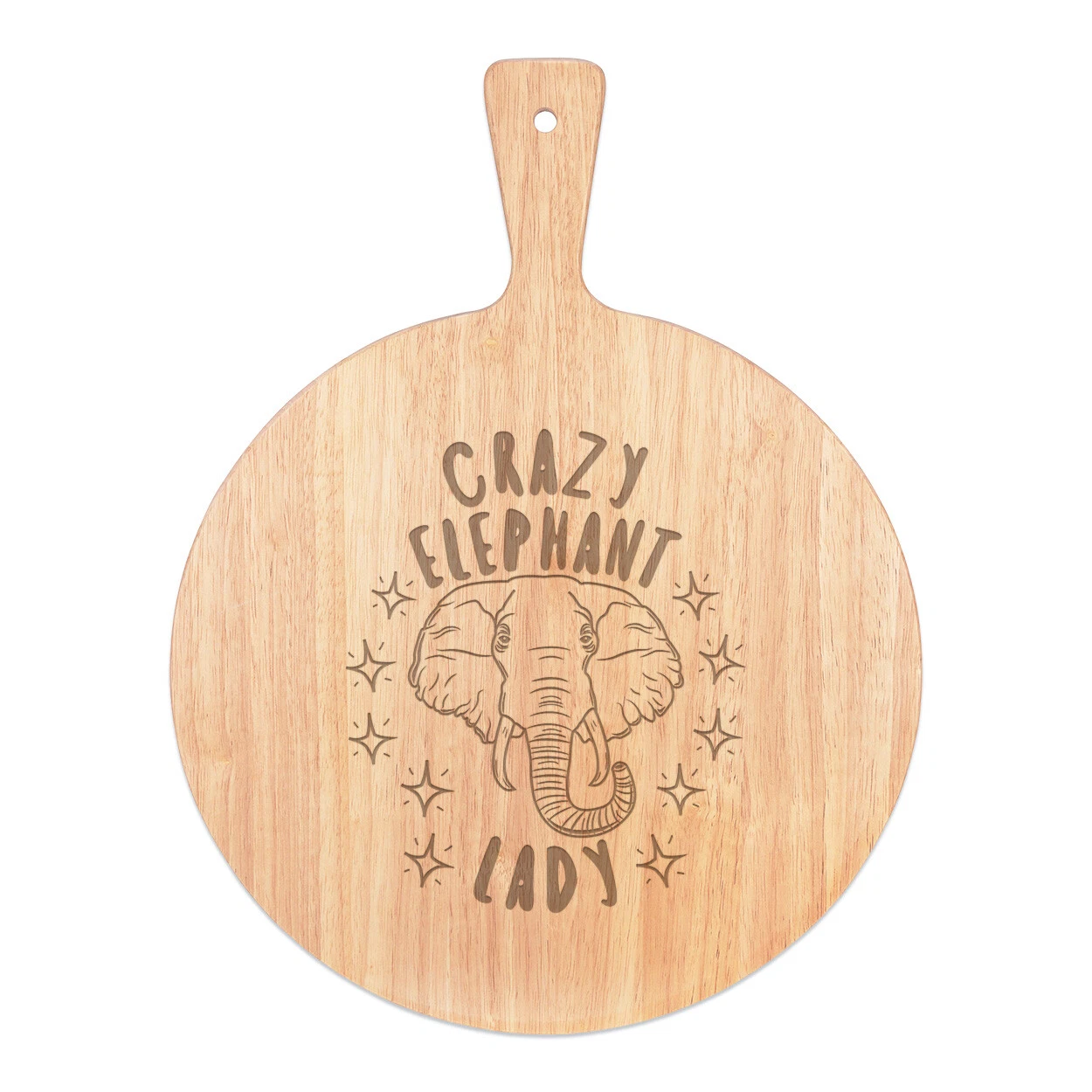 Crazy Elephant Lady Stars Pizza Board Paddle Wooden Funny Animal Joke