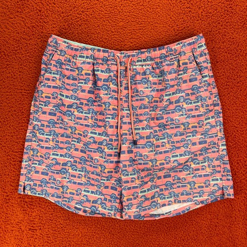 PETER MILLAR Mens LARGE Swim Trunks Shorts Off Roadin' Pink Multicolor