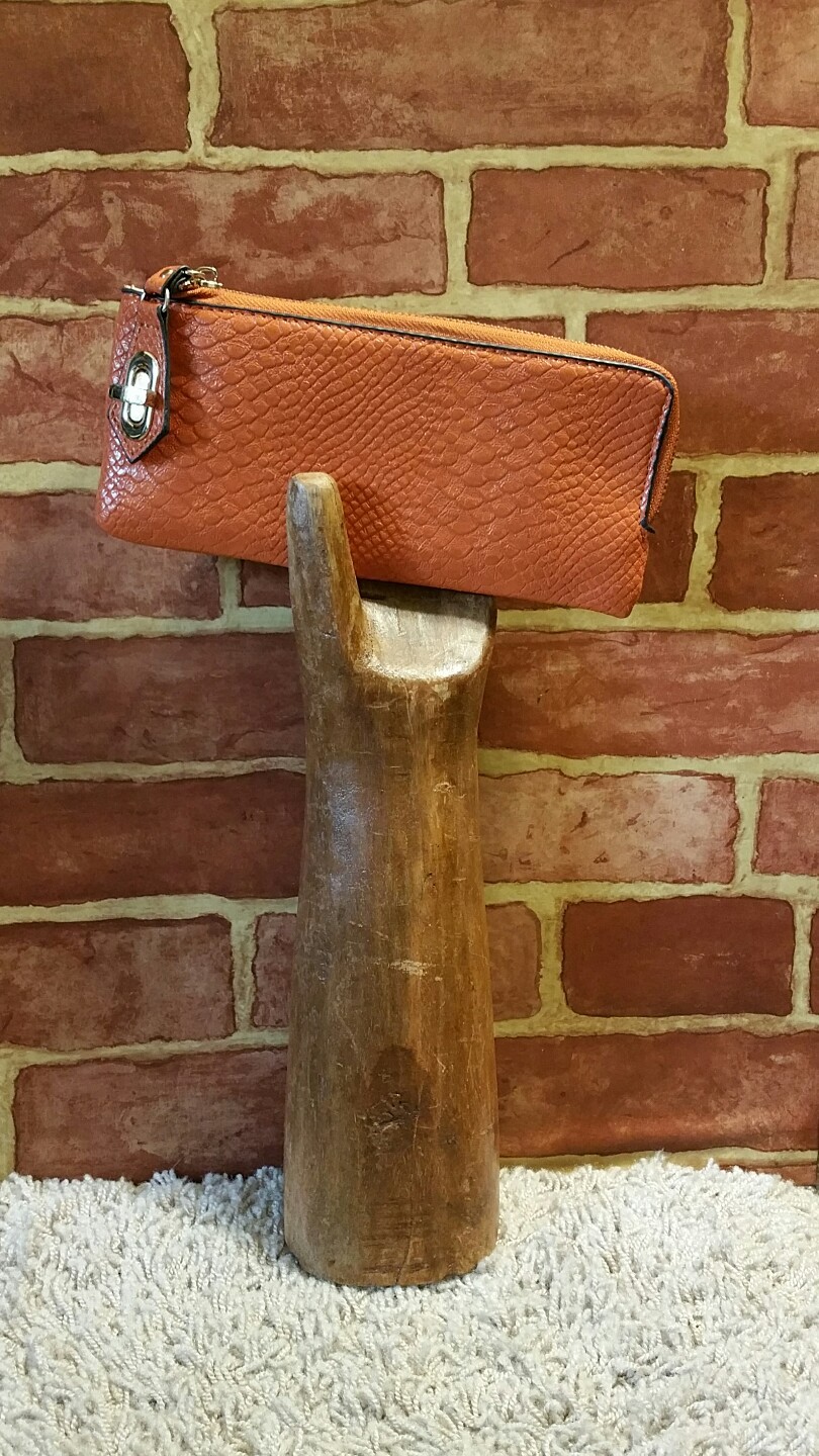 Orange Textured Zip Wallet for Women - Style 2070-image