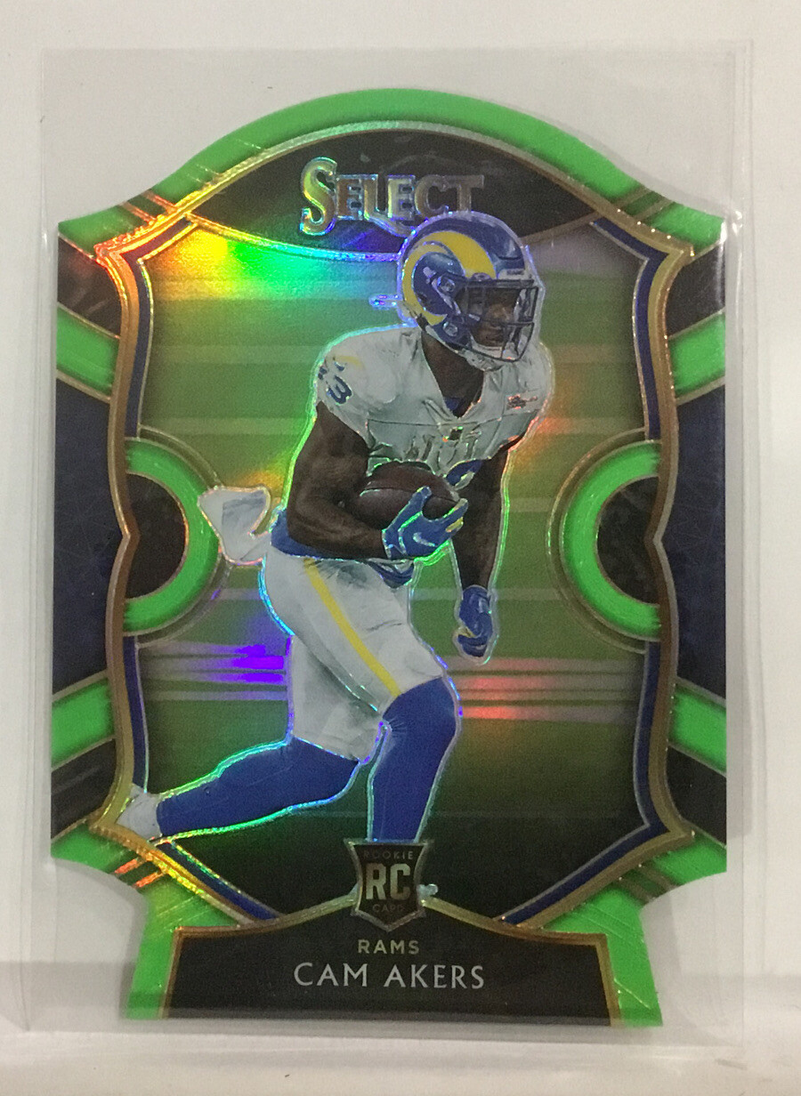 2020 PANINI PRIZM SELECT CAM AKERS NEON GREEN RC REFRACTOR DIECUT #55 RAMS MSK