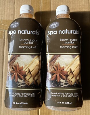 2X Spa Naturals Brown Sugar Vanilla MOISTUR Formula Bath Vit E And Silk Pro 18oz