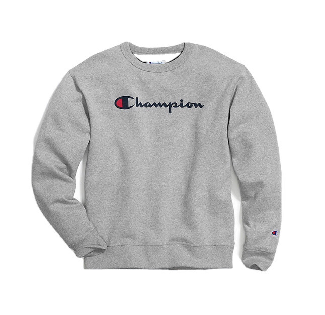Champion Mens Powerblend Crewneck Sweatshirt GF88H-0OC Grey Size X