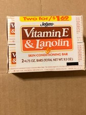 VTG NOS 1989 2-pk Jergens Vitamin E Lanolin Soap Bar 4.75oz DISCONTINUED HTF
