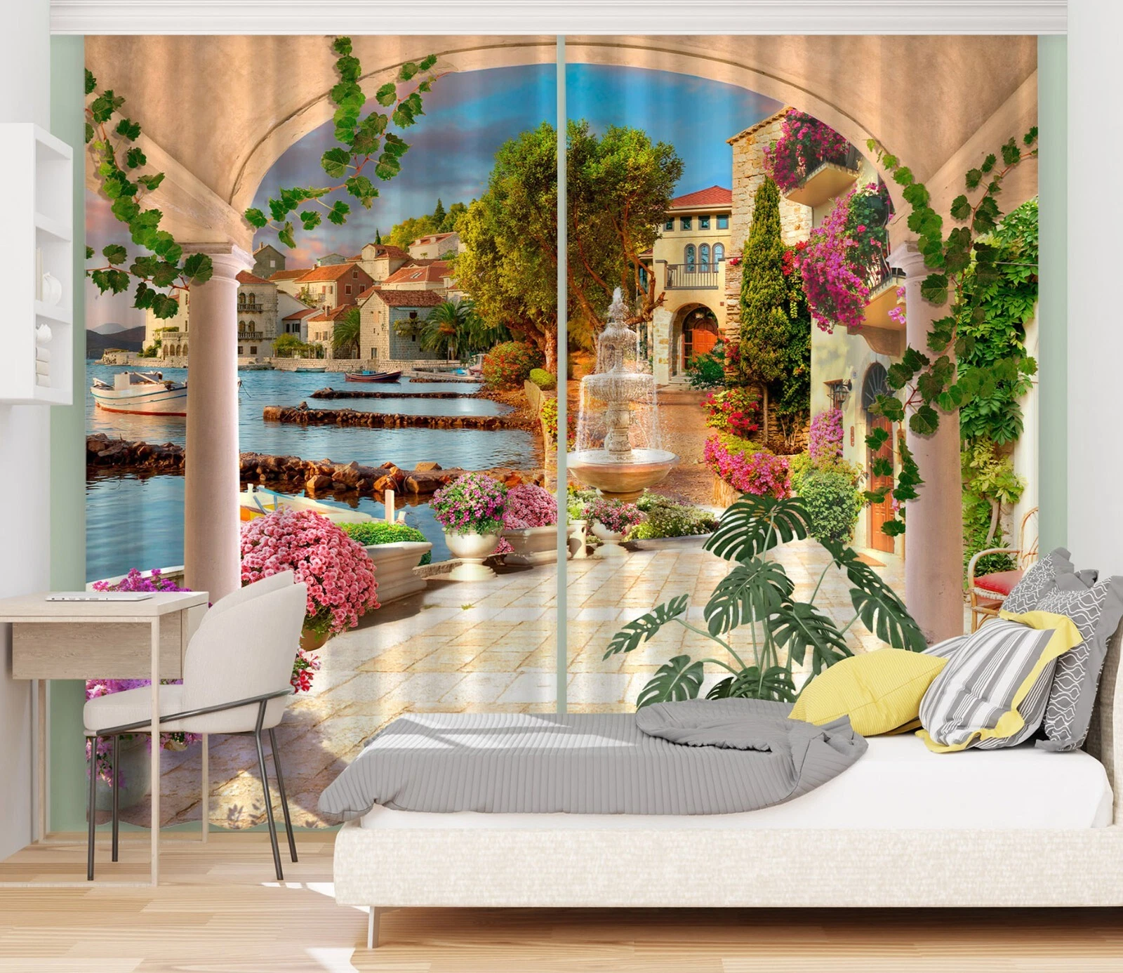 3D Quiet City ZHUC241 Photo Curtain Window Blockout Fabric Vera 2023