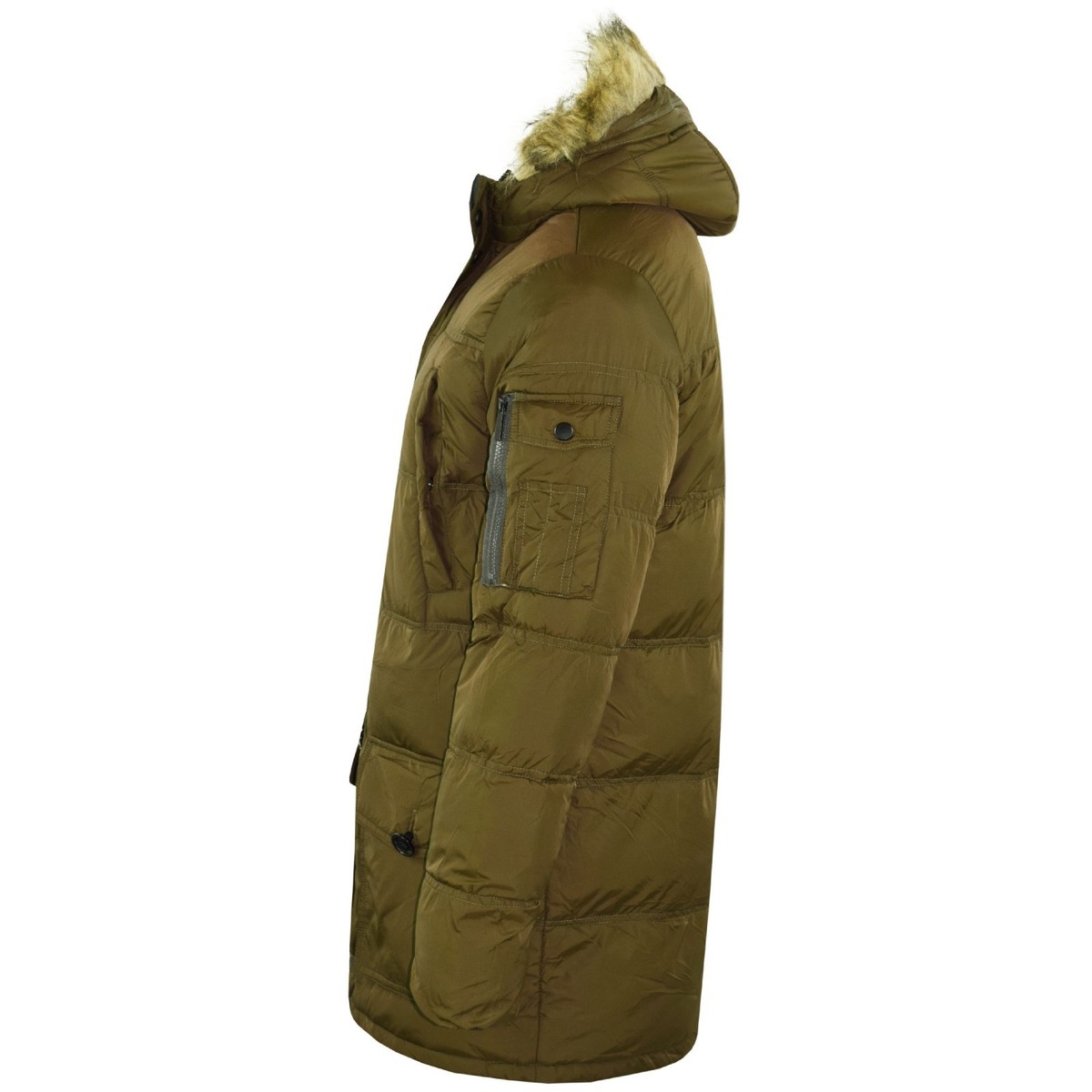 Herren Parka Parker Gepolstert Gefüttert Winterjacke Kunstpelz