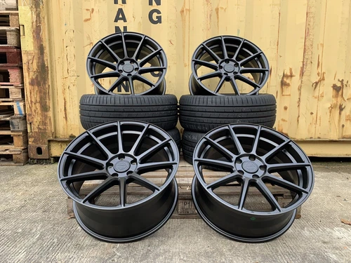 BLACK 18" GENUINE ALUWERKS VW TRANSPORTER T6 T6.1 T5 T5.1 ALLOYS WHEELS TYRES
