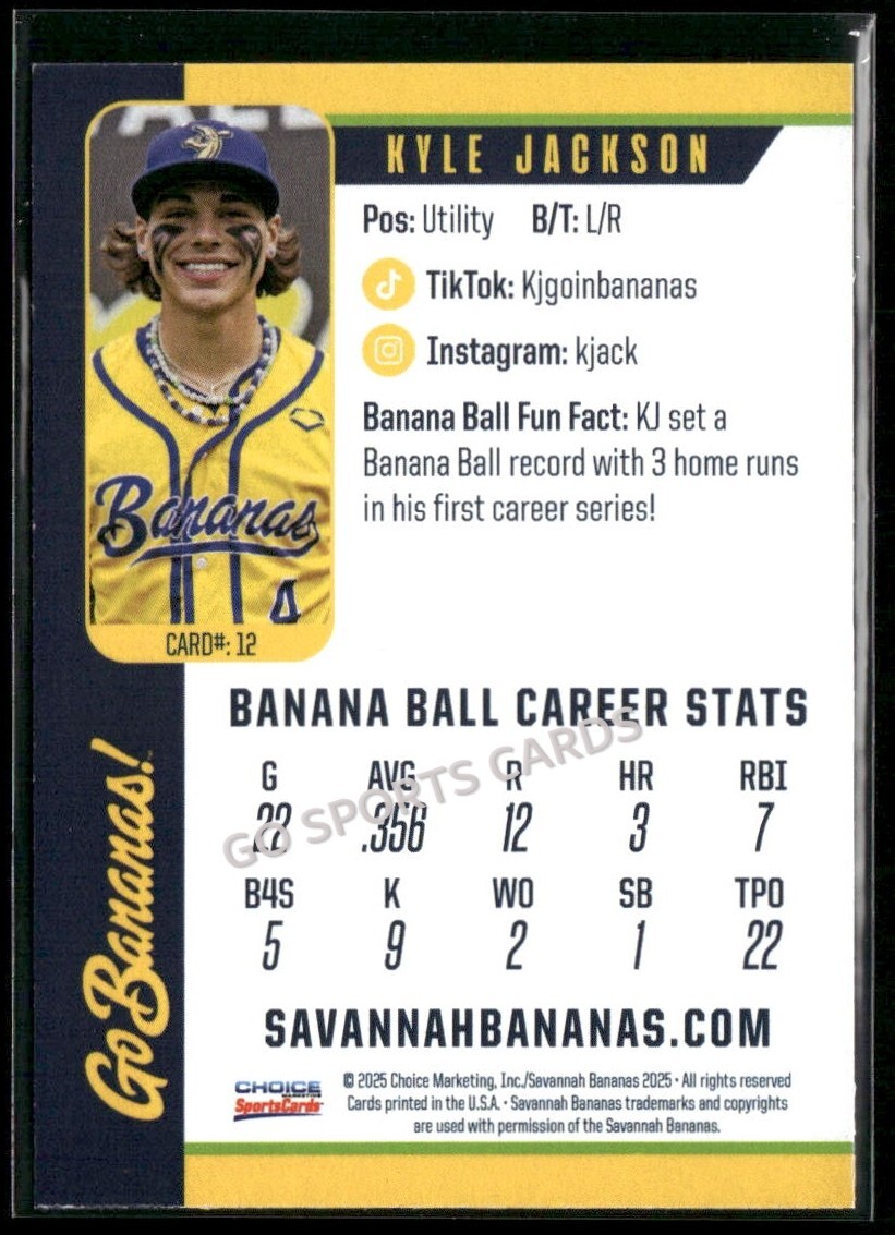 2025 Savannah Bananas Kyle Jackson | eBay