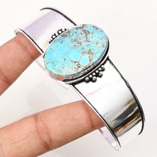 Copper Turquoise Gemstone 925 Sterling Silver Handmade Jewelry Bracelet Cuff