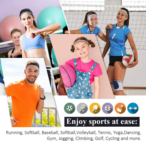 4 Pezzi Fasce per Capelli Sportive Elastiche Antiscivolo Spesse Fasce Di Capelli - Foto 5 di 12