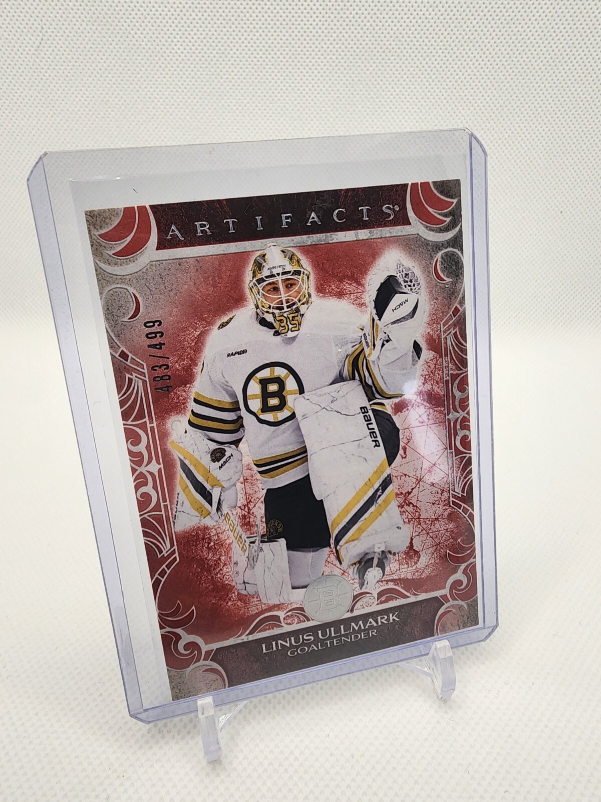 2024-25 UD Artifacts - Linus Ullmark #7 Ruby /499 - Boston Bruins