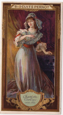 Oblaten scrap  chromo  CHARLOTTE CORDAY 1768-1795 geprägt   BISCUITS PERNOT
