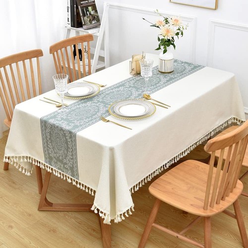 Table Cloth for Rectangle Table Heavy Duty Cotton Linen Tablecloth Rectangula... - Picture 2 of 7