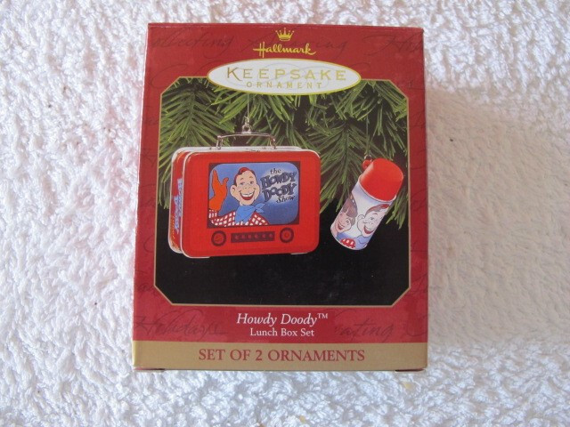 HALLMARK 1999 KEEPSAKE HOWDY DOODY LUNCHBOX ORNAMENT SET Of 2 - NEW