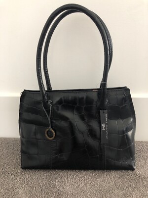 Milano Bags NWT Leather Black Animal Print Purse/Handbag. Expandable MB193