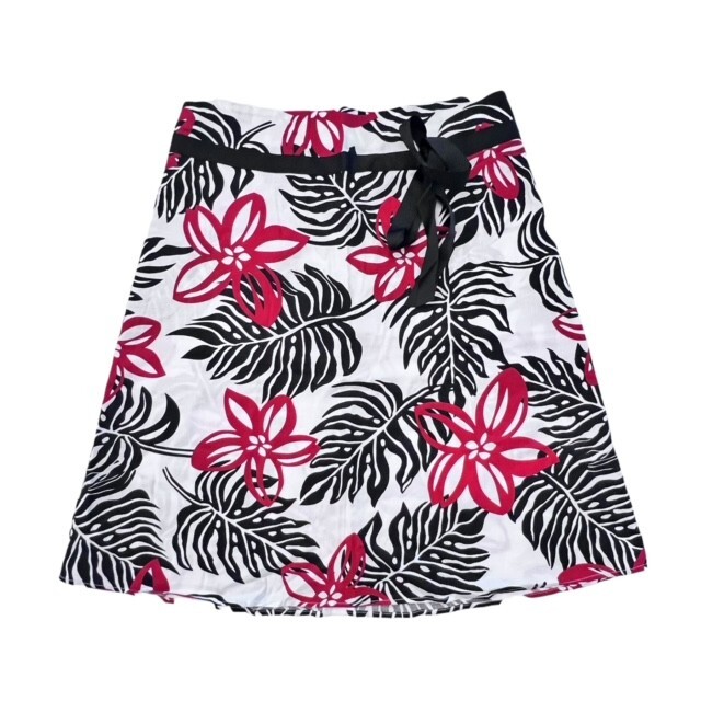 Speechless Mini Skirt Juniors Size 9 Red Black Floral Black Ribbon Bow Tropical-image